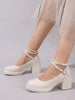 Elegant Mary Jane Glossy Black High Heel Cross-Strap Fashionable Leather Shoes